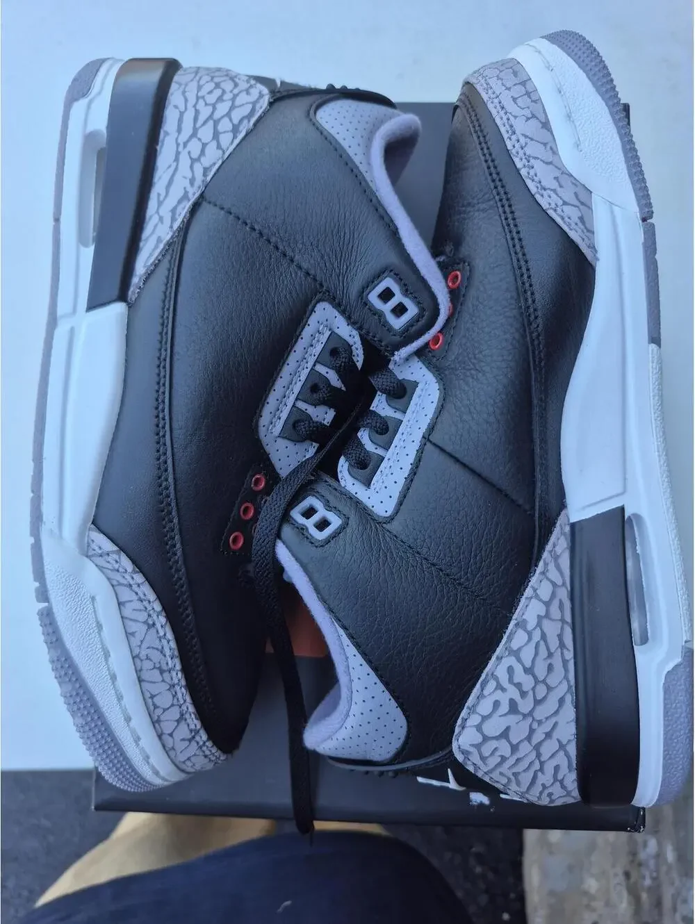 Nike Air Jordan 3 Retro Black Cement Sneakers Size 7Y